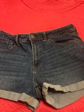 No Boundaries Dark Blue Rolled Cuff Denim Shorts